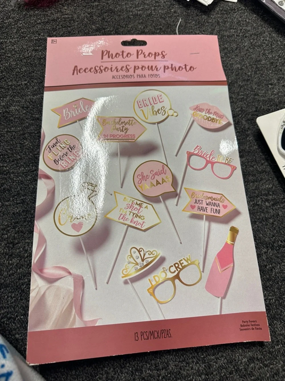 Photo Props Bachelorette Party Set - Pink and Gold